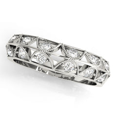Curved Bands Half Eternity Ring in Gold & Platinum