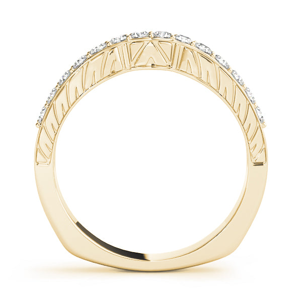 Curved Bands Half Eternity Ring in Gold & Platinum