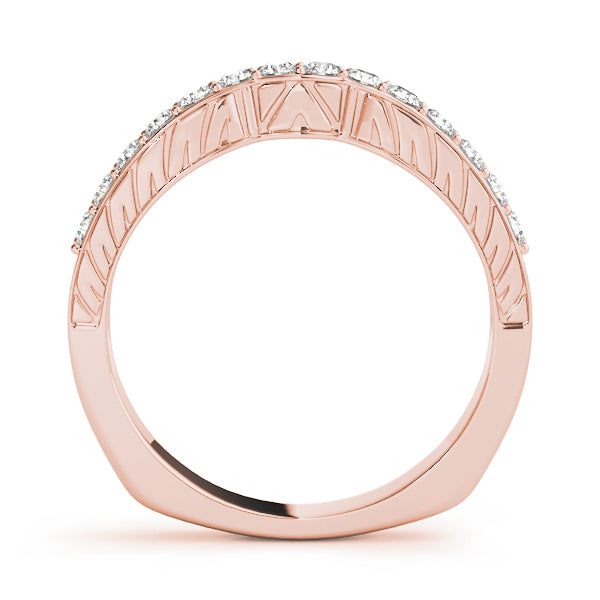 Curved Bands Half Eternity Ring in Gold & Platinum