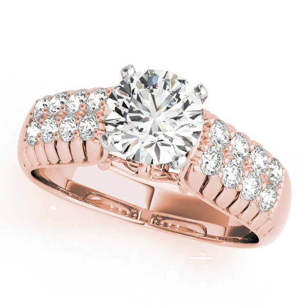 Noble Pave Round Diamond Engagement Ring — 9K/18K Gold & Platinum