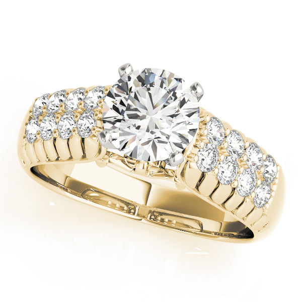 Noble Pave Round Diamond Engagement Ring — 9K/18K Gold & Platinum