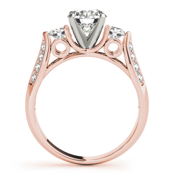 Lab Grown Three Stone Round Cut  Diamond Pave Set Ring