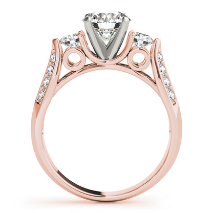 Lab Grown Three Stone Round Cut  Diamond Pave Set Ring