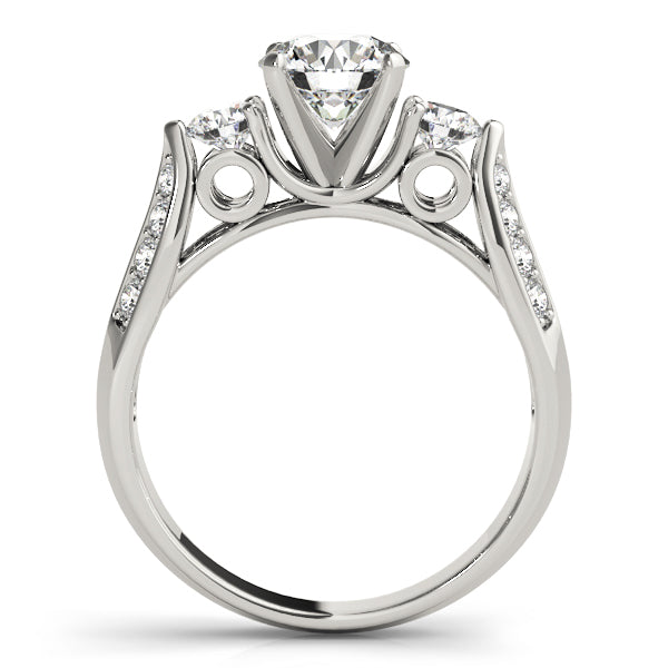 Lab Grown Three Stone Round Cut  Diamond Pave Set Ring