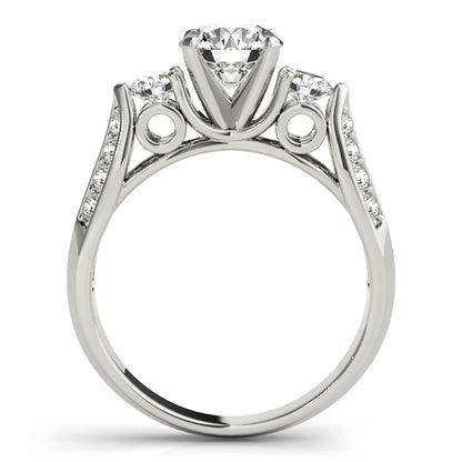 Lab Grown Three Stone Round Cut  Diamond Pave Set Ring
