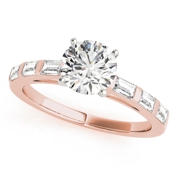 Vintage-Inspired Fancy Shape Baguette Round Diamond Engagement Ring — 9K/18K Gold & Platinum