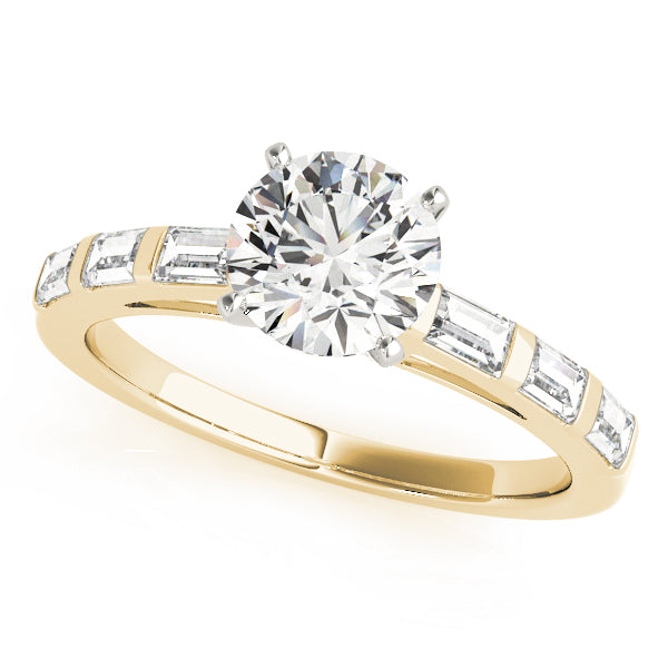 Vintage-Inspired Fancy Shape Baguette Round Diamond Engagement Ring — 9K/18K Gold & Platinum