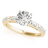 Vintage-Inspired Fancy Shape Baguette Round Diamond Engagement Ring — 9K/18K Gold & Platinum