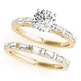 Vintage-Inspired Fancy Shape Baguette Round Diamond Engagement Ring — 9K/18K Gold & Platinum
