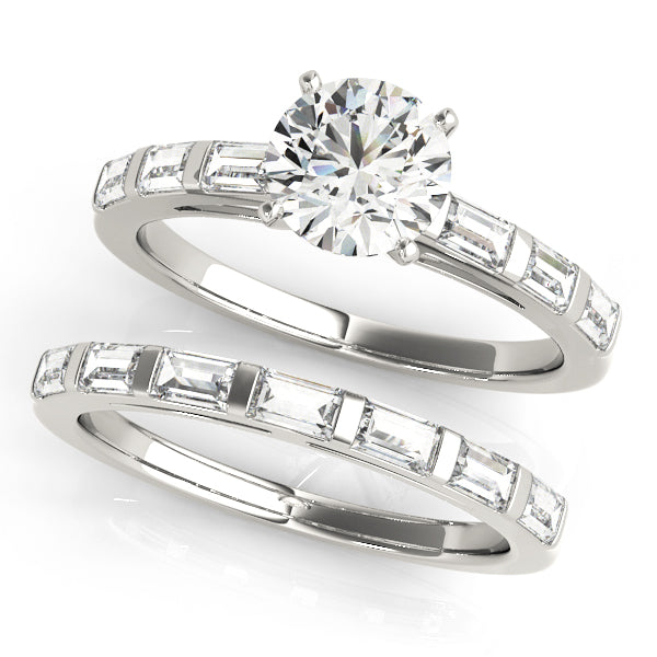 Vintage-Inspired Fancy Shape Baguette Round Diamond Engagement Ring — 9K/18K Gold & Platinum