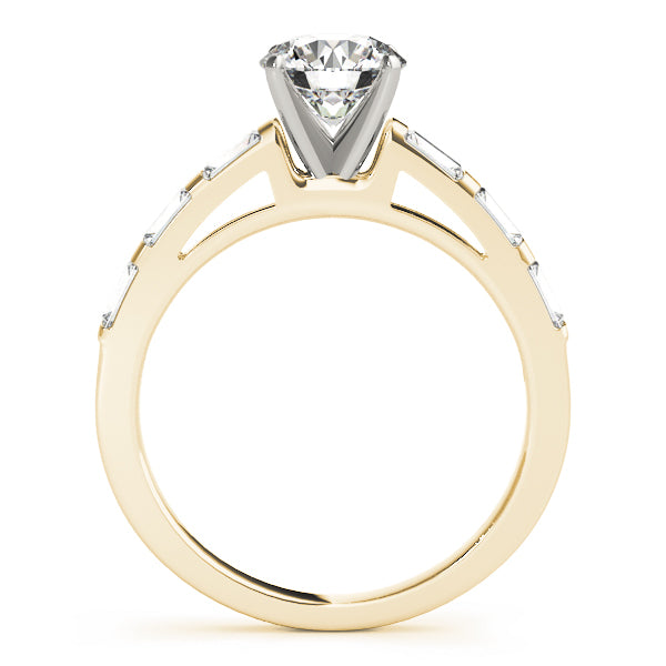 Vintage-Inspired Fancy Shape Baguette Round Diamond Engagement Ring — 9K/18K Gold & Platinum