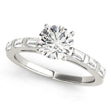 Vintage-Inspired Fancy Shape Baguette Round Diamond Engagement Ring — 9K/18K Gold & Platinum