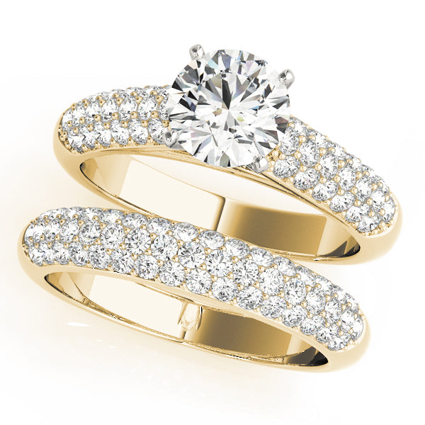 Heirloom Pave Round Diamond Engagement Ring — 9K/18K Gold & Platinum
