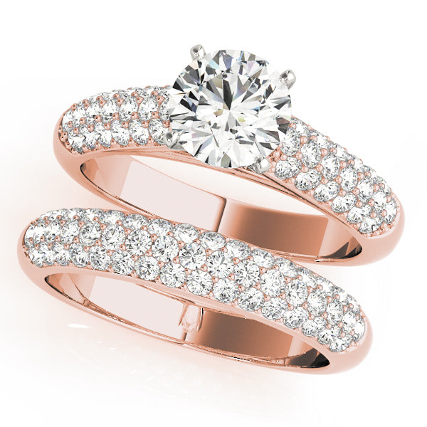 Heirloom Pave Round Diamond Engagement Ring — 9K/18K Gold & Platinum