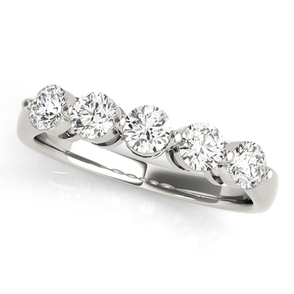 Prong Set Half Eternity Ring in Gold & Platinum