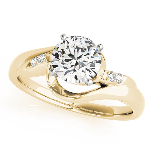 Iconic Bypass Round Diamond Engagement Ring — 9K/18K Gold & Platinum