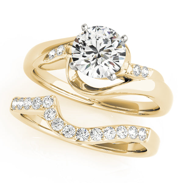 Iconic Bypass Round Diamond Engagement Ring — 9K/18K Gold & Platinum