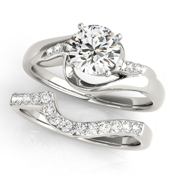Iconic Bypass Round Diamond Engagement Ring — 9K/18K Gold & Platinum