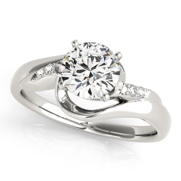 Iconic Bypass Round Diamond Engagement Ring — 9K/18K Gold & Platinum