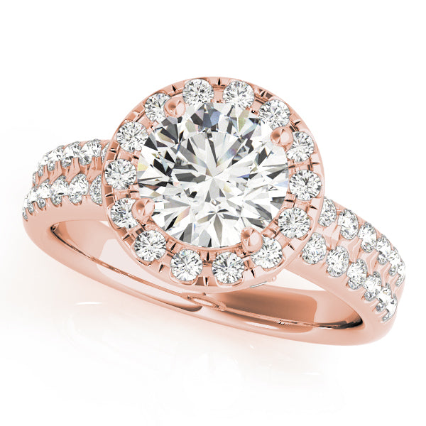 Artisan Halo Round Diamond Engagement Ring — 9K/18K Gold & Platinum
