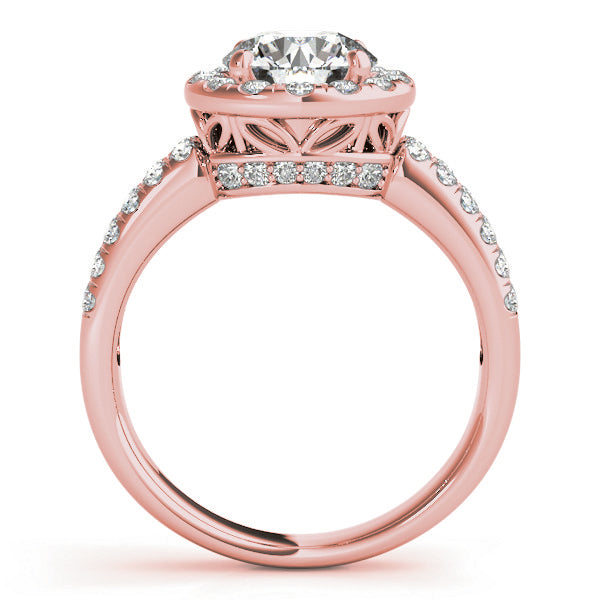 Artisan Halo Round Diamond Engagement Ring — 9K/18K Gold & Platinum
