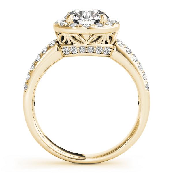 Artisan Halo Round Diamond Engagement Ring — 9K/18K Gold & Platinum