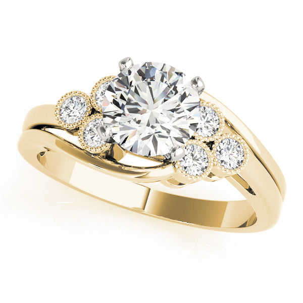 Eternal Cluster Sides Round Diamond Engagement Ring — 9K/18K Gold & Platinum