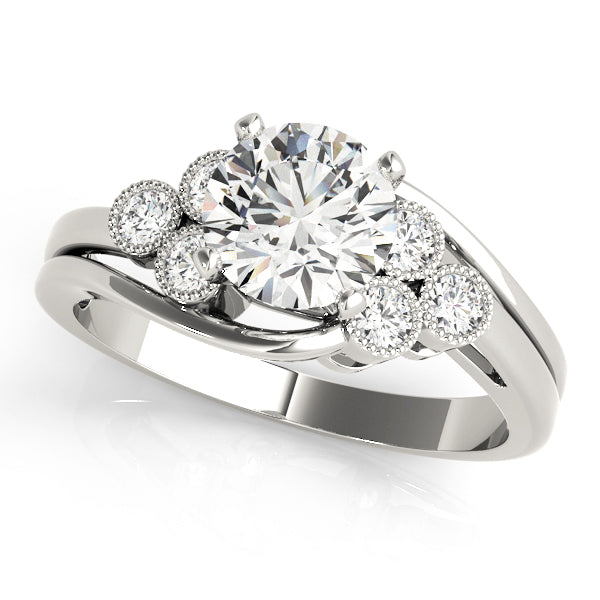 Eternal Cluster Sides Round Diamond Engagement Ring — 9K/18K Gold & Platinum