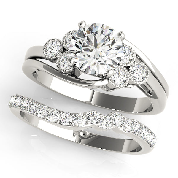 Eternal Cluster Sides Round Diamond Engagement Ring — 9K/18K Gold & Platinum