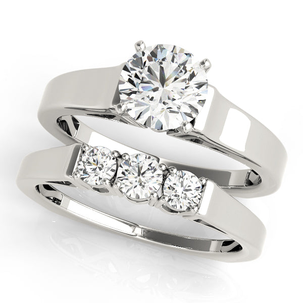 Sculpted Solitaires Round Diamond Engagement Ring — 9K/18K Gold & Platinum