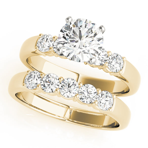 Couture Prong-Set Round Diamond Engagement Ring — 9K/18K Gold & Platinum
