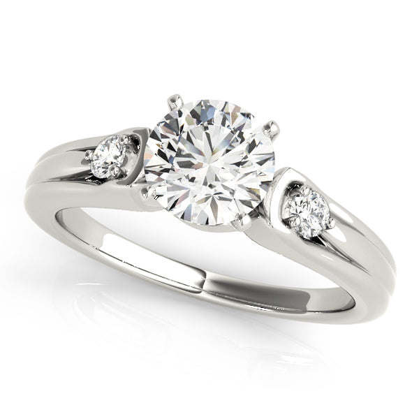 Lab Grown Three Stone Round Cut Diamond Prong Set Ring