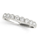 Bezel Set Milgrain Half Eternity Ring in Gold & Platinum