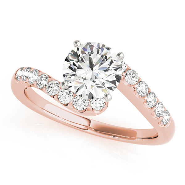 Lustrous Bypass Round Diamond Engagement Ring — 9K/18K Gold & Platinum