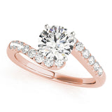 Lustrous Bypass Round Diamond Engagement Ring — 9K/18K Gold & Platinum