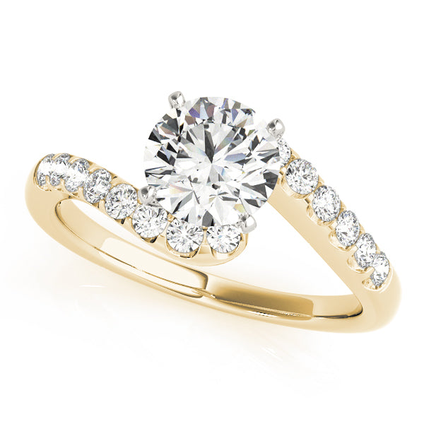 Lustrous Bypass Round Diamond Engagement Ring — 9K/18K Gold & Platinum