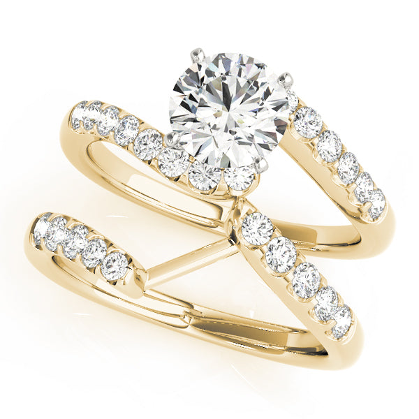 Lustrous Bypass Round Diamond Engagement Ring — 9K/18K Gold & Platinum