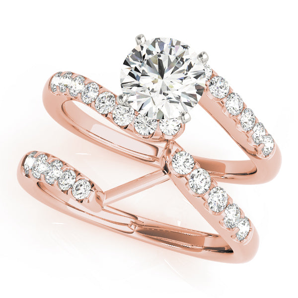 Lustrous Bypass Round Diamond Engagement Ring — 9K/18K Gold & Platinum