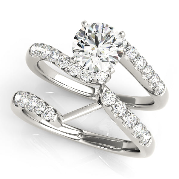 Lustrous Bypass Round Diamond Engagement Ring — 9K/18K Gold & Platinum
