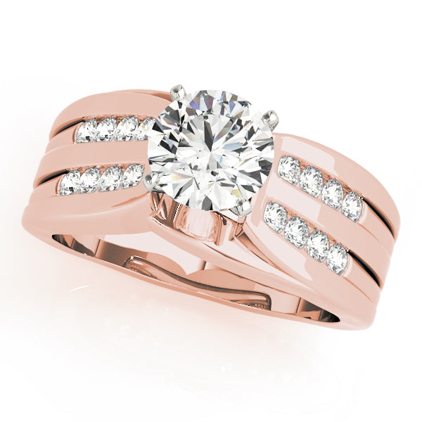 Opulent Multi-Row Round Diamond Engagement Ring — 9K/18K Gold & Platinum
