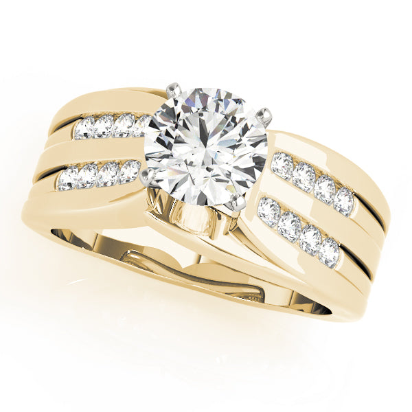 Opulent Multi-Row Round Diamond Engagement Ring — 9K/18K Gold & Platinum