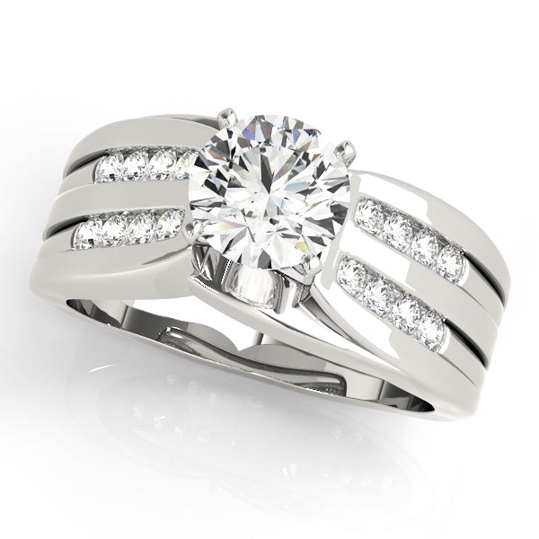 Opulent Multi-Row Round Diamond Engagement Ring — 9K/18K Gold & Platinum