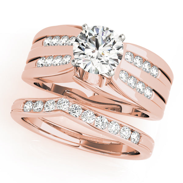 Opulent Multi-Row Round Diamond Engagement Ring — 9K/18K Gold & Platinum