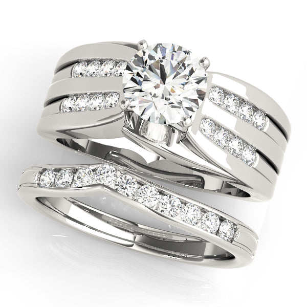 Opulent Multi-Row Round Diamond Engagement Ring — 9K/18K Gold & Platinum