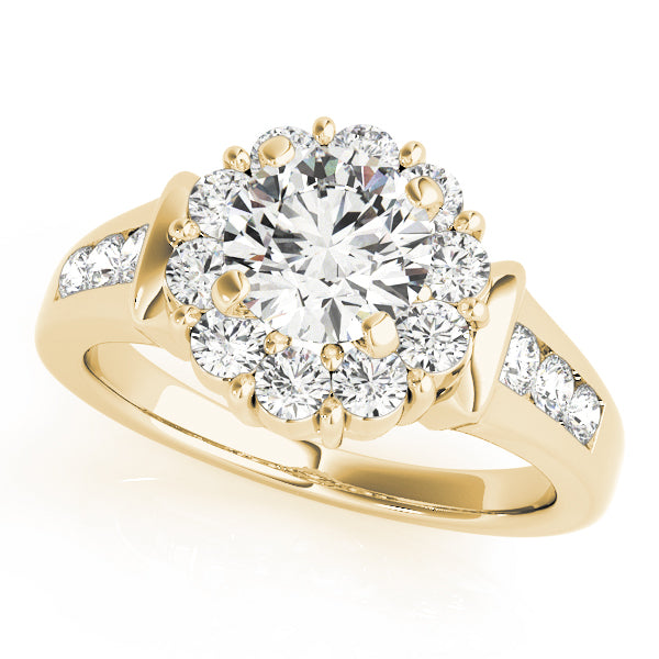 Graceful Halo Round Diamond Engagement Ring — 9K/18K Gold & Platinum