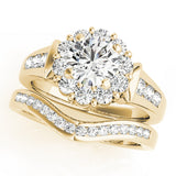 Graceful Halo Round Diamond Engagement Ring — 9K/18K Gold & Platinum