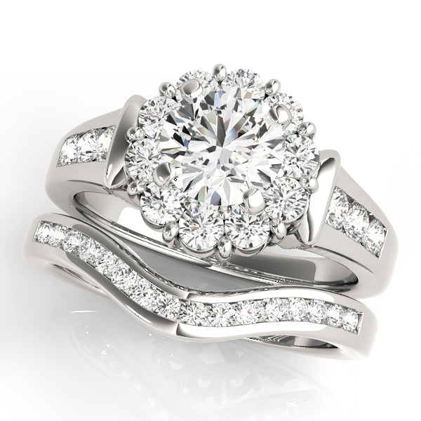 Graceful Halo Round Diamond Engagement Ring — 9K/18K Gold & Platinum