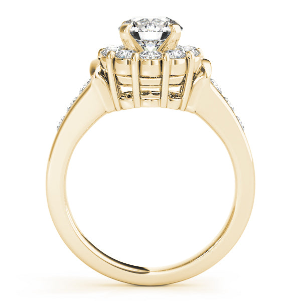 Graceful Halo Round Diamond Engagement Ring — 9K/18K Gold & Platinum