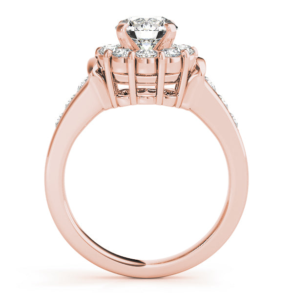 Graceful Halo Round Diamond Engagement Ring — 9K/18K Gold & Platinum