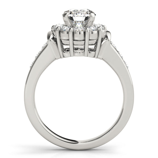 Graceful Halo Round Diamond Engagement Ring — 9K/18K Gold & Platinum